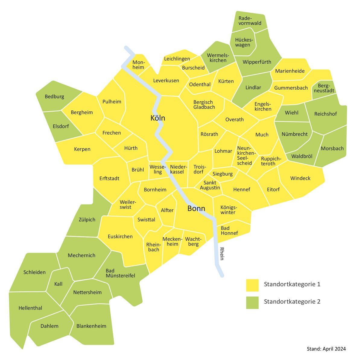 Grafik Gebietskarte mit Standortkategorien VRS-SchülerTicket