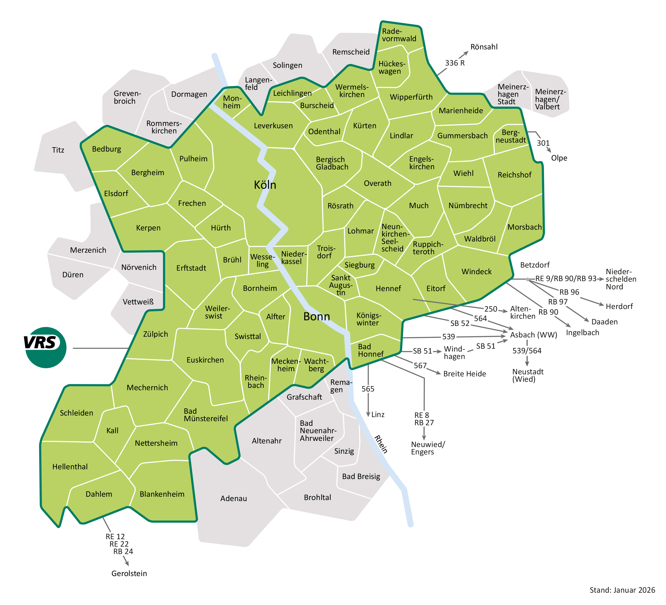 Das VRS-Netz, Stand: Januar 2026