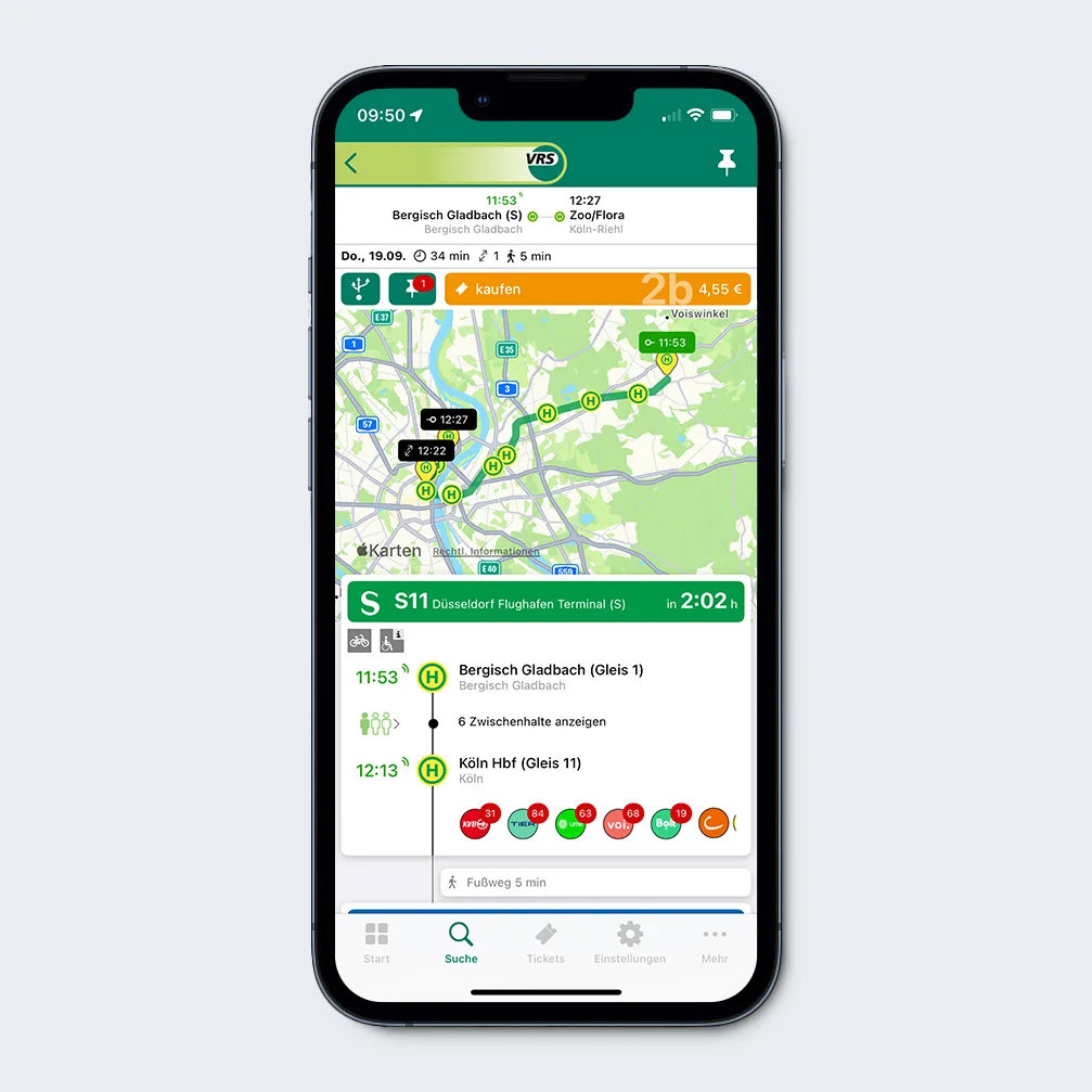 Display-Ansicht der VRS-App Display-Ansicht der VRS-App