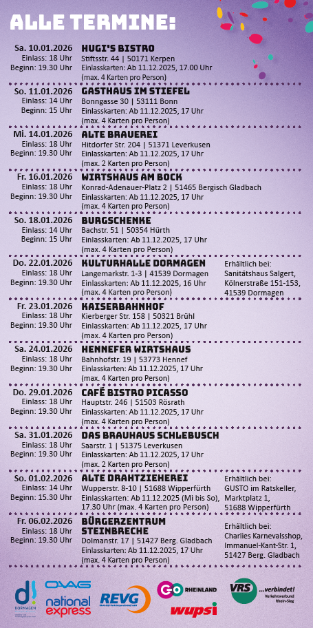 Loss mer singe - op Jöck 2026 (Termine)