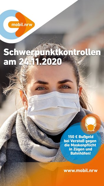 Schwerpunktkontrollen der Maskenpflicht in Nordrhein-Westfalen