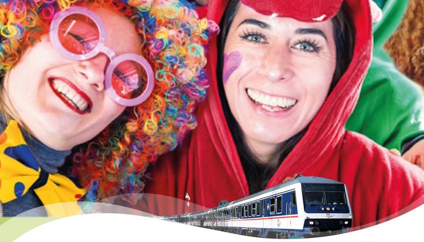 Symbolbild Karneval mit einfahrendem Zug