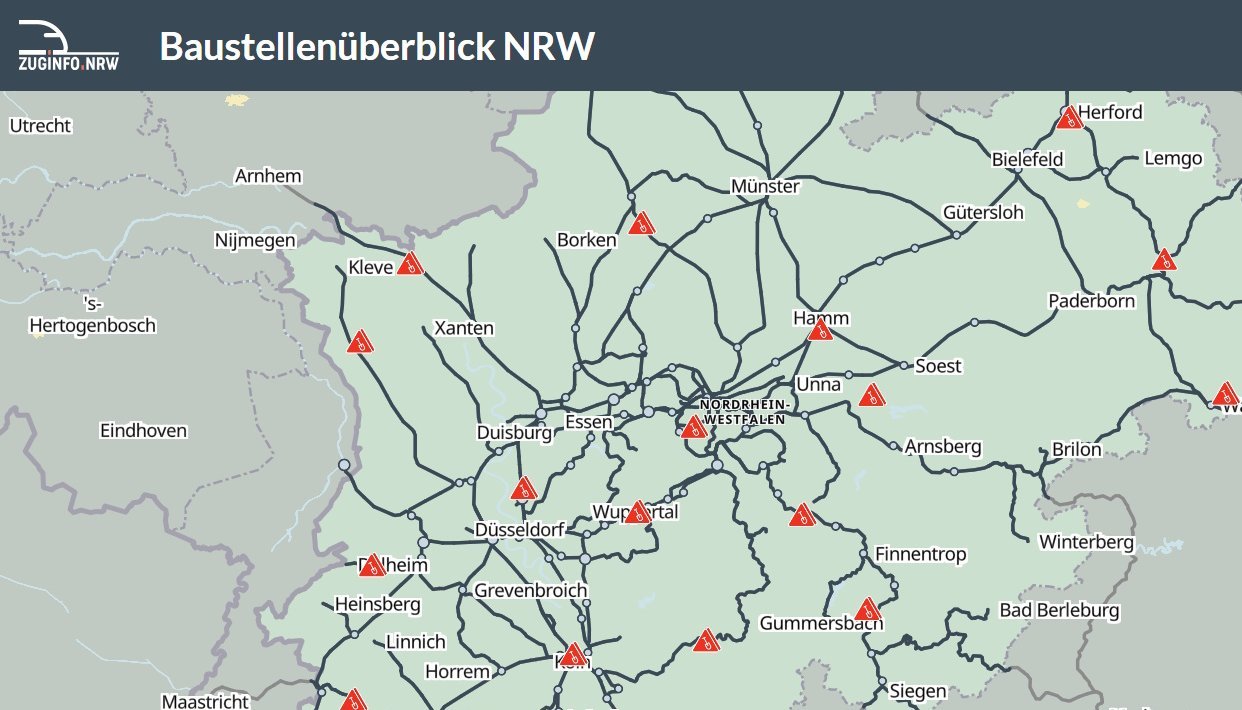 Baustellenüberblick NRW (screenshot), (© VRR / openstreetmap)