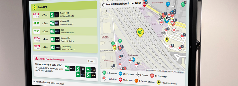 Das Bild zeigt eine Ansicht des VRS-Abfahrtsmonitors