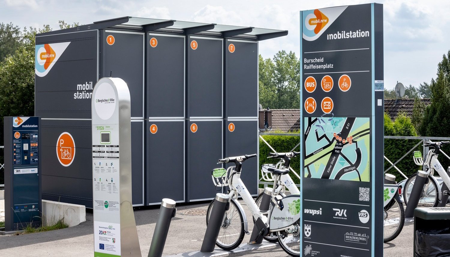 Die Mobilstation mit Leihrädern und Mietschränken