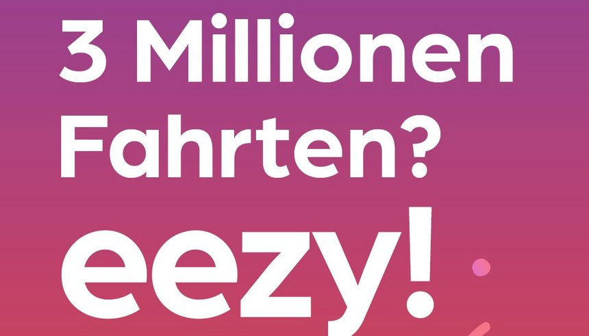 Grafik zur dreimillionste Fahrt mit de VRS eezy.nrw-App 