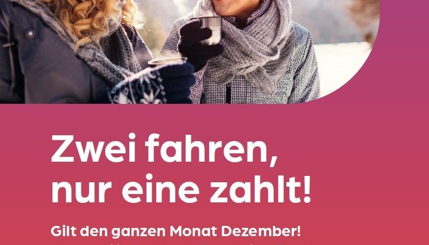Ein Flyer für eezy mit der Aufschrift: "Zwei fahren, nur eine zahlt!"